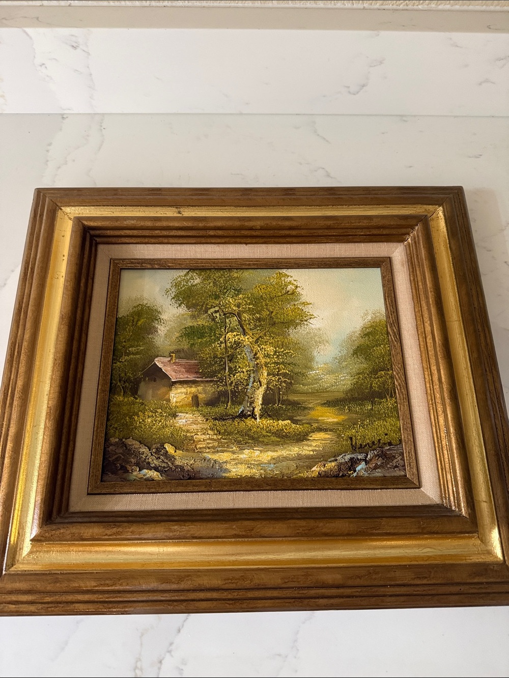 Vintage Original Painting in wooden Frame on Canvas - Picture 5 of 10